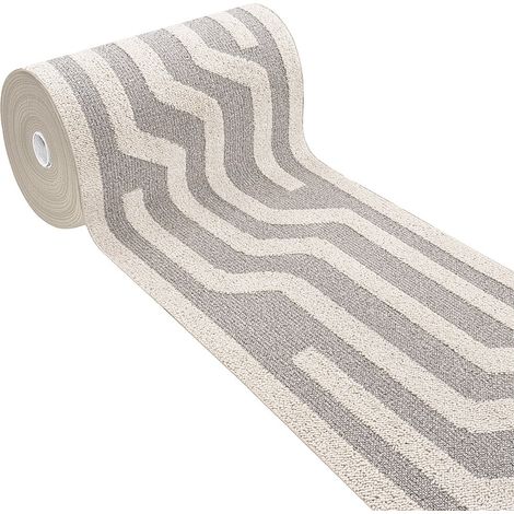 Tapis De Cuisine Rayé 3D Au Mètre H57 Doux Bordé Coureur D'Entrée Absorbant Antidérapant - Beige (1/4)