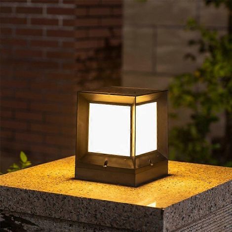 Lampe Pilier Solaire LED 15cm, Luminaire de Colonne Extérieur avec Panneau Solaire Intégré, Éclairage Décoratif pour Jardin et Allée, Étanche IP65, Blanc Chaud (1/5)