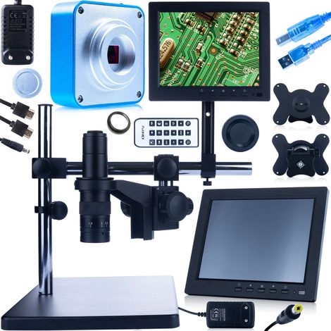 Microscopio digital Earth Pro MCEP-0.5X-PZRR con brazo ajustable + pantalla de microscopio de 8 pulgadas + soporte para pantalla de microscopio digital + c谩mara Scorpius