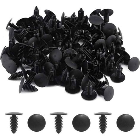 50 pièces Rivet Clips Plastique- Clips Plastique Rivet Carrosserie Garniture Garniture de Retenue de Fixation de Rivet Pare-Chocs de Voiture pour Voiture(Noir)