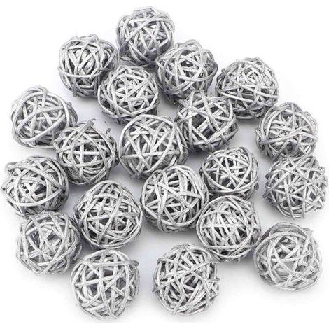 20 Pièces boules de rotin décoratives multicolores en osier, Boules Décoratives Orbes, Ornement De Remplissage De Bol De Vase Bricolage Pour la M on, Remplissage De Vase Pour L'artisanat, Fête (1/5)