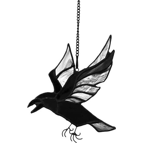 1 Guirlande corbeau noir, décoration suspendue brillante, accessoire gothique Halloween, pour fête thème horreur, intérieur extérieur (1/5)