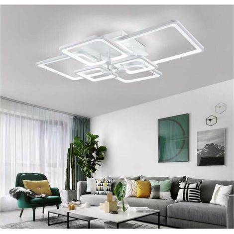 Plafoniera Led Luce Bianca 6500k Lampadario 6 Quadrati 70 Watt Quadrato Moderno (1/3)