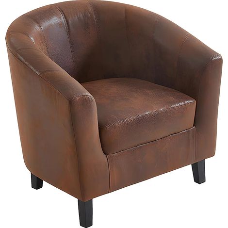 Fauteuil cabriolet en microfibre vieillie marron CRISTOBAL II
