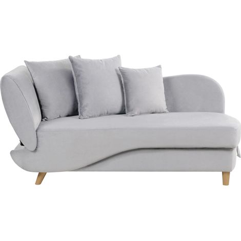 Left-Hand Chaise Lounge MERI Velvet Light Grey with Storage