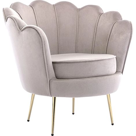 Fauteuil coquillage en velours taupe DANDELION de Pascal Morabito