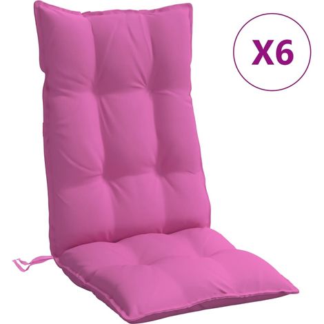 Coussins de chaise à dossier haut lot de 6 rose tissu oxford (1/5)