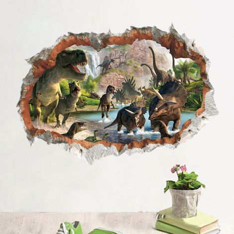 Abnehmbare 3D-Dinosaurier-Wandaufkleber, Dinosaurier-Wandtattoo-Aufkleber, Dinosaurier-Aufkleber für Kinder, Dinosaurier-Wandaufkleber, Dinosaurier-Wandaufkleber (1/5)