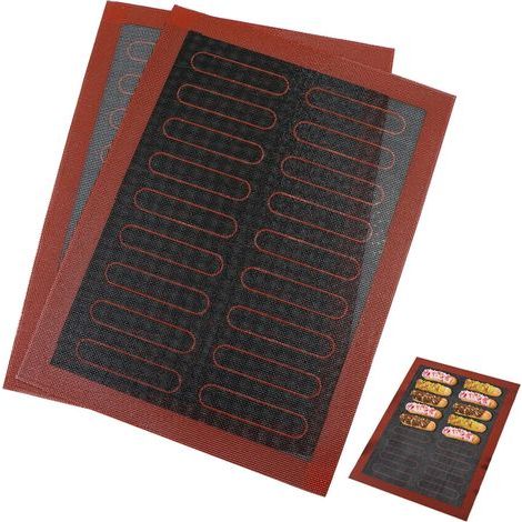 Tapis de Cuisson en Silicone - Réutilisable Antiadhésif Fibre Verre Platine Doigts Haute Température Déforme Pas Durable Pâtisserie Sans Bpa Plaque Pouvant pour Macarons Pâte (40 X 30 Cm, 2pcs) (1/5)