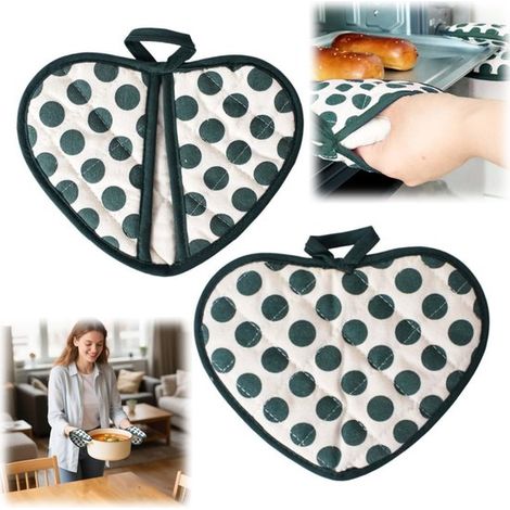 Maniques en forme de cœur 1 paire 20 x 15 cm - gants thermorésistants (1/5)