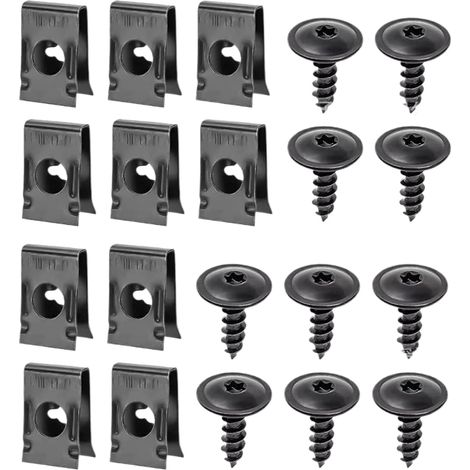 Kit d'Attaches U et Vis pour Voiture - Lot d'Agrafes et Vis pour Véhicules - Accessoires Réparation Fixation Antirouille pour Camping-Cars Camions Habillage Intérieur Pare-Chocs