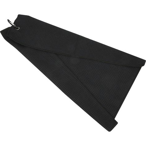 Serviette de Golf en Coton Noir avec Crochet, Design Gaufré pour Sport et Loisirs