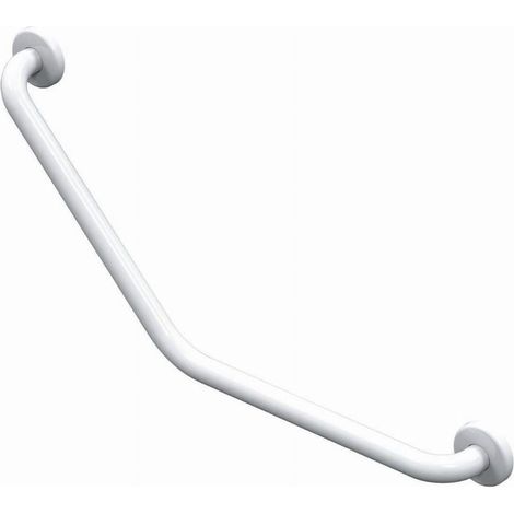 Maniglione angolare in acciaio inox 135° 400x400 mm AKW rivestito in resina epossidica bianca - 01243WH-LS