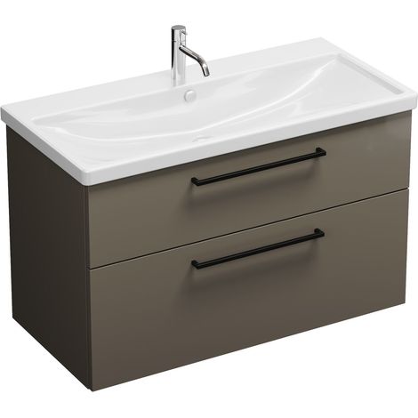 Vasque en céramique Burg Eqio + meuble sous-vasque gris brillant/blanc alpin GR0234