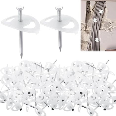 disques à clous avec de montage, 3,2 x 40 mm et 3,5 x 50 mm clous de montage, pour la fixation de câbles dans les fentes murales et sur la maçonnerie (1/5)