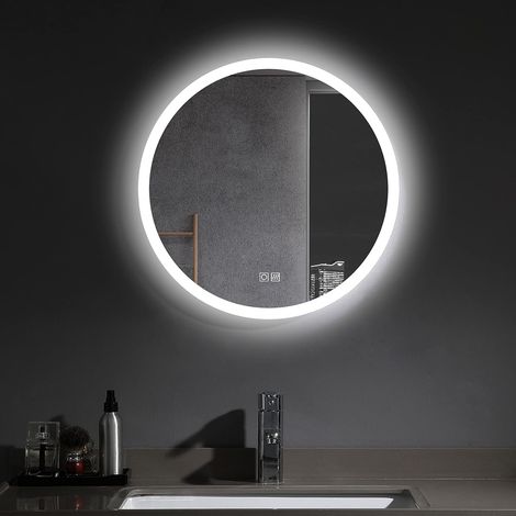 Badspiegel 60 x 60 cm mit Beleuchtung LED Rund Badezimmer Wandspiegel Antibeschlage Lichtspiegel mit Touchschalter IP44 Kaltweissen MII (1/5)