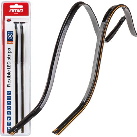 Strisce LED laterali per auto, arancioni, 2x30cm, 12V, amio-04574 (1/5)