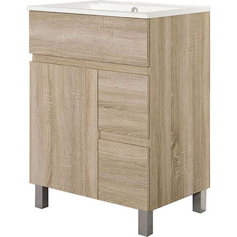 Kibath Mueble de baño con Lavabo URBAN 70x45 cm acabado ROBLE NATURAL mate 2 cajones y 2 puertas (1/5)