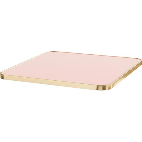 Plateau de table stratifié 70 cm marbre et bord aluminium rose