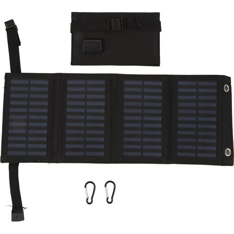 Panneau solaire pliant avec port USB 5,5 V 20 W monocristallin haute efficacité IP65 étanche pour camping en plein air noir (1/5)