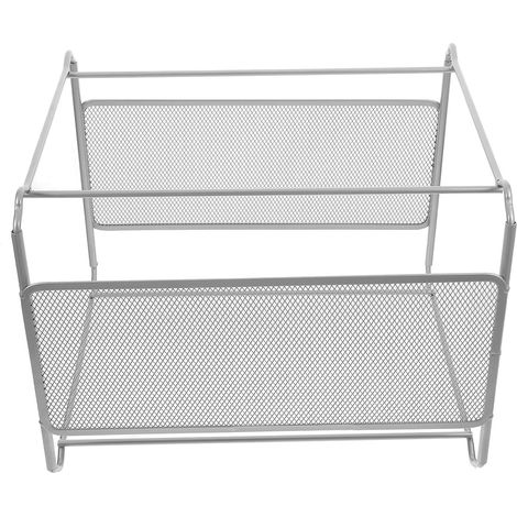 iron hanging file system in silver with clear classification
