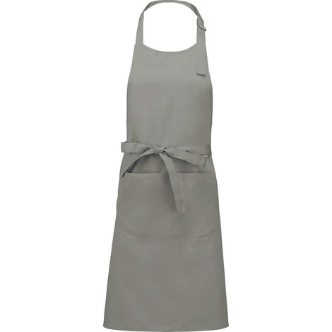 Tablier cuisine gris clair polycoton avec poche (1/2)