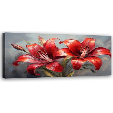 Tableau déco Lys Fleurs rouges Plantes Nature 90x30 (1/5)