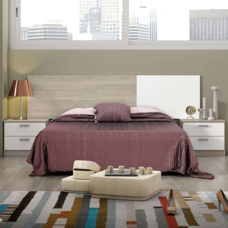 Conjunto dormitorio Couple blanco mate y sahara