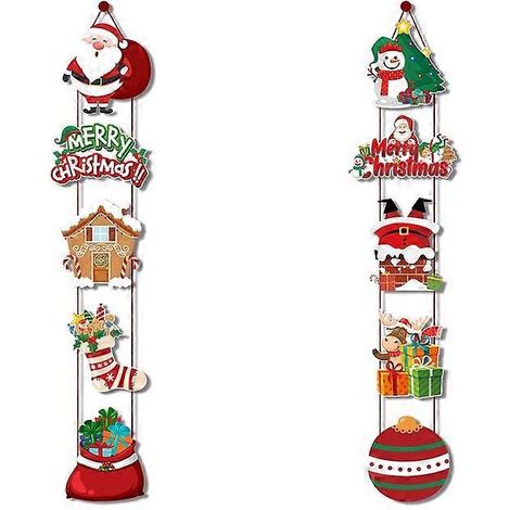 Bannière de porte Joyeux Noël, Père Noël, Bonhomme de neige, Distique, Décorations de Noël pour la maison, Cadeaux de Noël, Navidad, Nouvel An, Noël (1/5)
