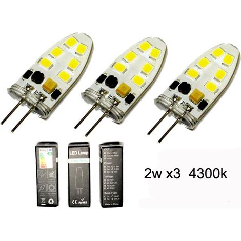 Ampoule LED, 3 unités, culot G4, 2W, 12V, 4300K, à intensité variable, pour usage résidentiel, commercial ou remplacement des sources lumineuses conventionnelles.-AquaForge (1/4)
