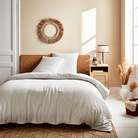 Ropa de cama de gasa y algodón blanco