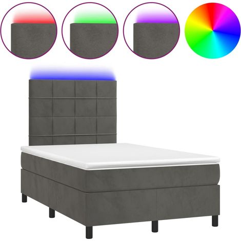 Boxspringbett mit Matratze & LED Dunkelgrau 120x190 cm Samt