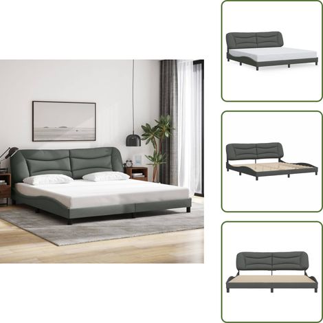 The Living Store Cadre de lit sans matelas gris foncé 200x200 cm tissu - Lit Double - Cadre De Lit - Literie - Meuble De Chambre - Design Moderne (1/5)