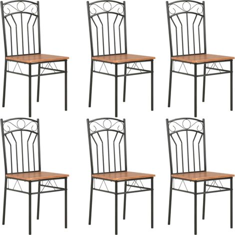 Lot de 6 chaises de salle Ă manger cuisine design simple et intemporel marron MDF CDS022581