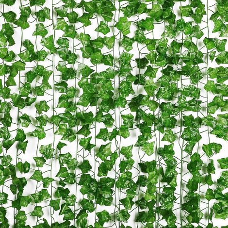 Lierre artificiel - Plante grimpante à 72 feuilles (12 pièces/paquet) pour la décoration de la maison et du bureau (1/5)