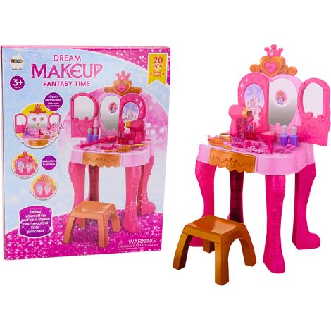 Tavolino da trucco per bambini con accessori a sensore di gesti, colore rosa (1/3)