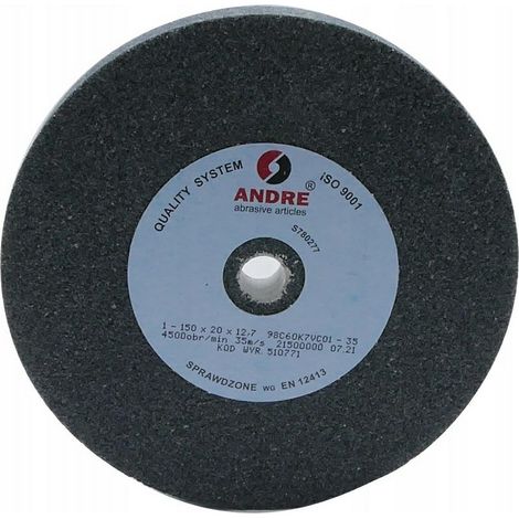 Disco abrasivo plano Andre de 150 mm x 20 mm x 12,7 mm, 98C60K7VC01-35, color negro, "TIPO 1".