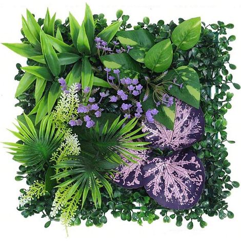 Parete verde artificiale, siepi artificiali, recinzione decorativa e privacy, sfondo per parete con fiori artificiali, 25 x 25 cm