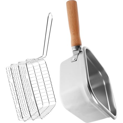 Friteuse Carrée Acier Inoxydable Portable avec Panier Casserole Multifonction pour Friture Cuisson à Eau Vapeur Pot Compact pour Poulet Frites et Nouilles (1/5)