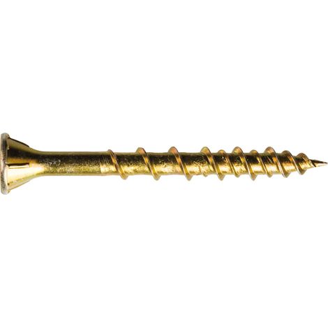Vite per struttura in legno - Testa a brugola scanalata - Zincata gialla - Doppio filetto 4,6x76mm - Confezione da 1000