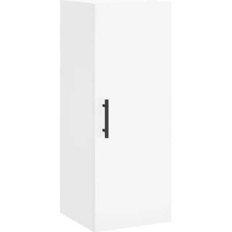 Armario de pared colgante diseño elegante 34,5 x 34 x 90 cm almacenamiento eficiente de madera contrachapada blanco 020048674 (1/5)