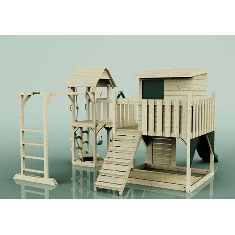 Polarplay Spielturm Malou aus Holz in GrünKinderschaukel (1/4)