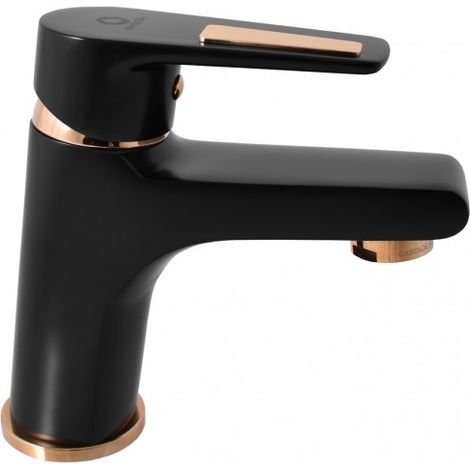 Mitigeur lavabo COLORADO en laiton noir mat doré sans siphon (1/3)