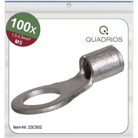 Quadrios 23C502 Ringkabelschuh Querschnitt (max.)=2.5 mm² Loch-Ø=5.3 mm Unisoliert 100 St. (1/5)