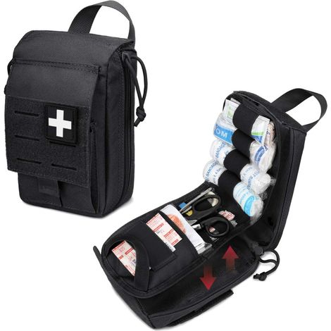 Sac de Secours Tactique Trousse Secours Vide Pochette de Premiers Secours Militaire Pouch Molle de Survie Mini Sac d'urgence Médical Trousse à Pharmacie Sacoche Ceinture de Secours (1/5)