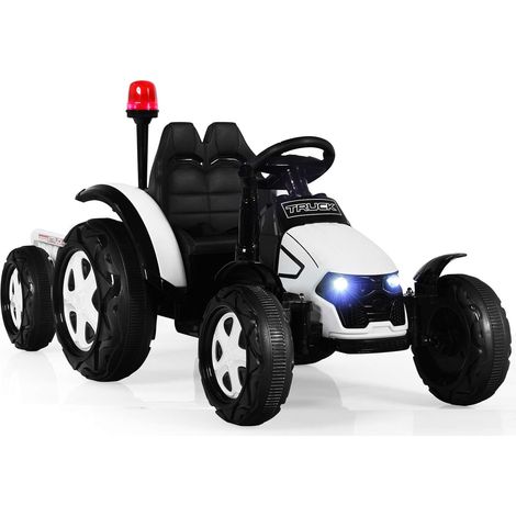 GOPLUS Trattore per Bambini 3-8 Anni, Giocattolo cavalcabile Portata 30 kg, con 6 Ruote e Telecomando, Trattore Elettrico con Cintura di Sicurezza, 152x67x71 cm (Bianco)