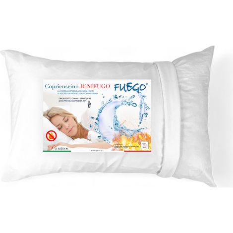 Copriguanciale Impermeabile Ignifugo 'FUEGO' Classe 1 con Cerniera Zip, Antiacaro, Made in Italy