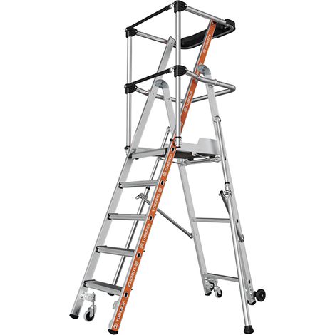 Tubesca Comabi – Escabeau PIRL 5 marches – Hauteur de travail max 3,17m – Plateforme antidérapante 0,50 x 0,40m – Stabilisateurs latéraux (1/5)