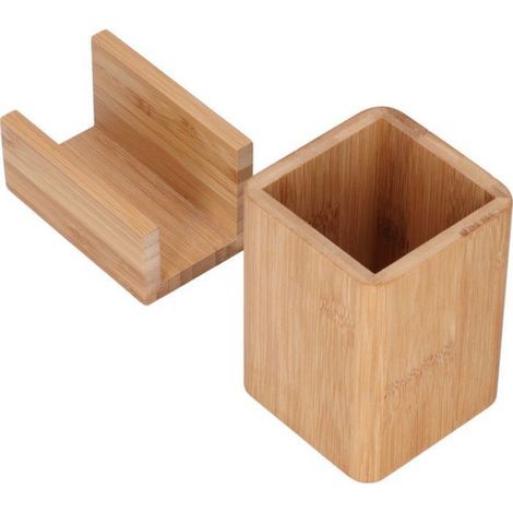 Porte-Stylo - Porte-Cartes De Visite - En Bambou - Bureau Domicile Etude - Lot De 2 (1/5)