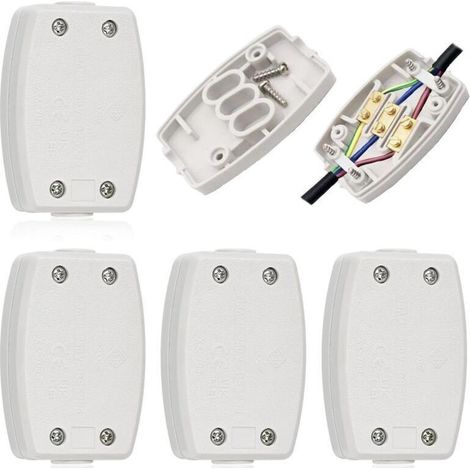 4 PCS Boîtier de Raccordement Boîte de Jonction à 3 Pôles Boîte de Dérivation Etanche Boîte de Jonction Électrique Blanc Boîtier de Projet pour Éclairage Intérieur, Alimentation, Câblage